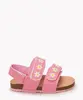 sandália infantil flores com velcro rosa 22