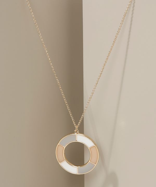 Colar Feminino Alongado com Pingente Circular Dourado Único