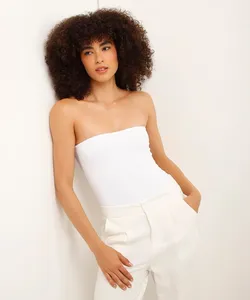 body sem alça de poliamida branco M