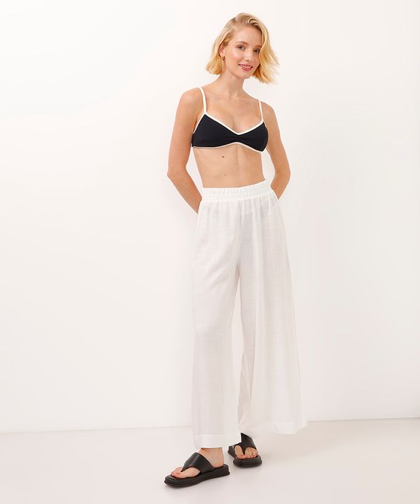 calça pantalona saída de praia com fenda off white G