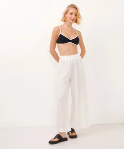 calça pantalona saída de praia com fenda off white GG