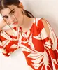 blusa de viscose com recorte folhagem laranja P