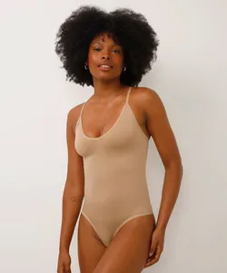 body sem costura alta sustentação bege G