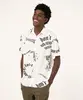 camisa de viscose manga curta palavras branco GG