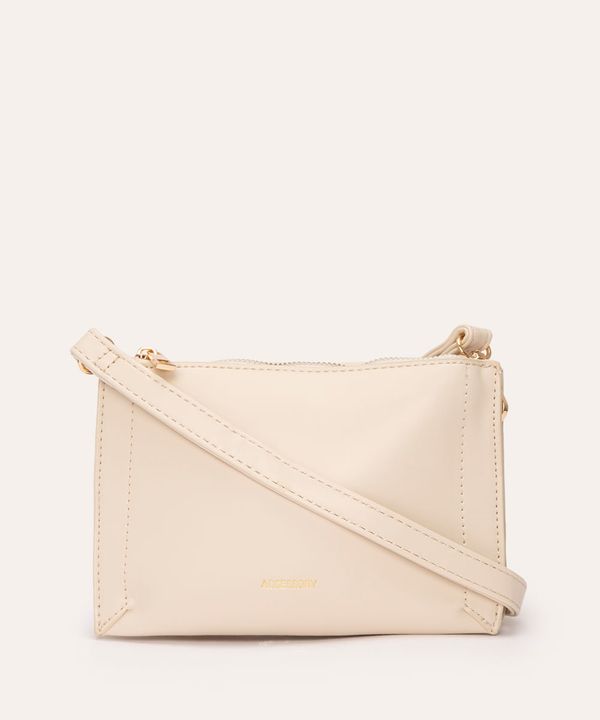 bolsa retangular pequena com bolso off white Único