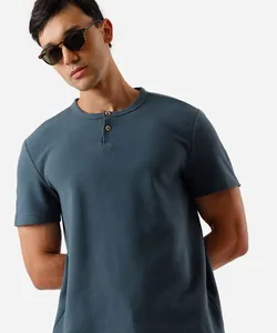 camiseta de algodão texturizada manga curta azul marinho G