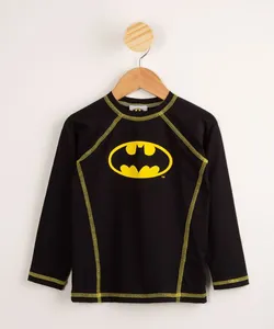 Blusa de Praia Infantil Batman Manga Longa com Proteção UV50+ Preta 8