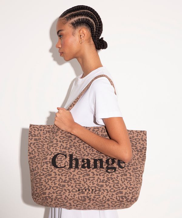 bolsa tote bag animal print change mindset marrom UNICO