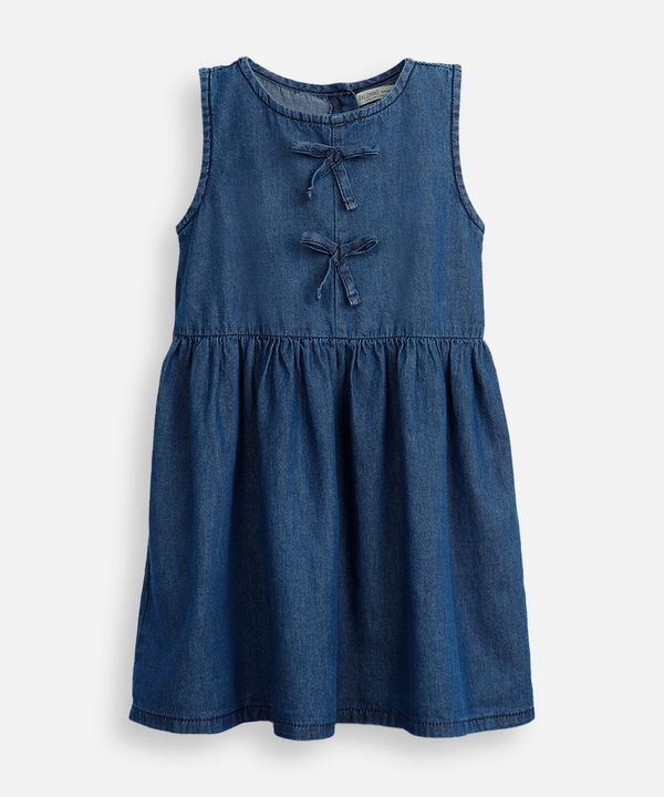 vestido infantil jeans com laços azul 6