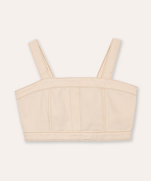 top cropped de sarja juvenil com recortes bege 16