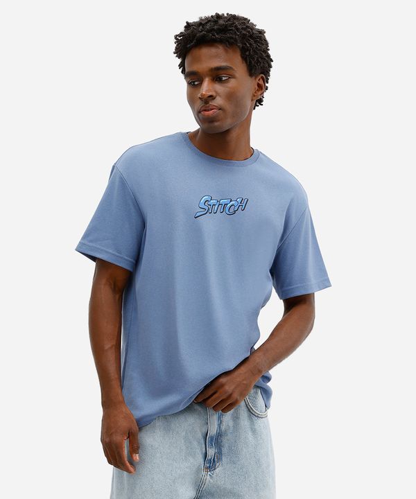 camiseta masculina manga curta stitch azul M