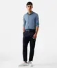 calça slim masculina de alfaiataria cós elástico azul 40