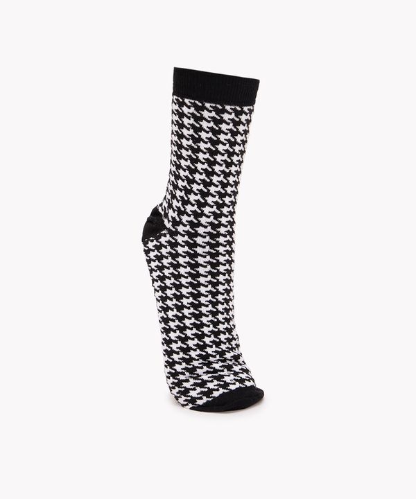 meia cano alto pied de poule texturizada branco 41-43