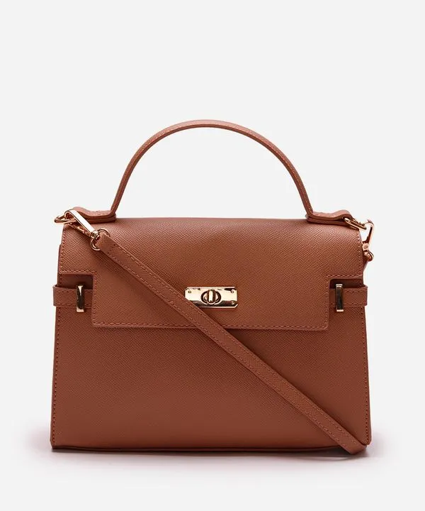 bolsa transversal feminina estruturada marrom UNICO