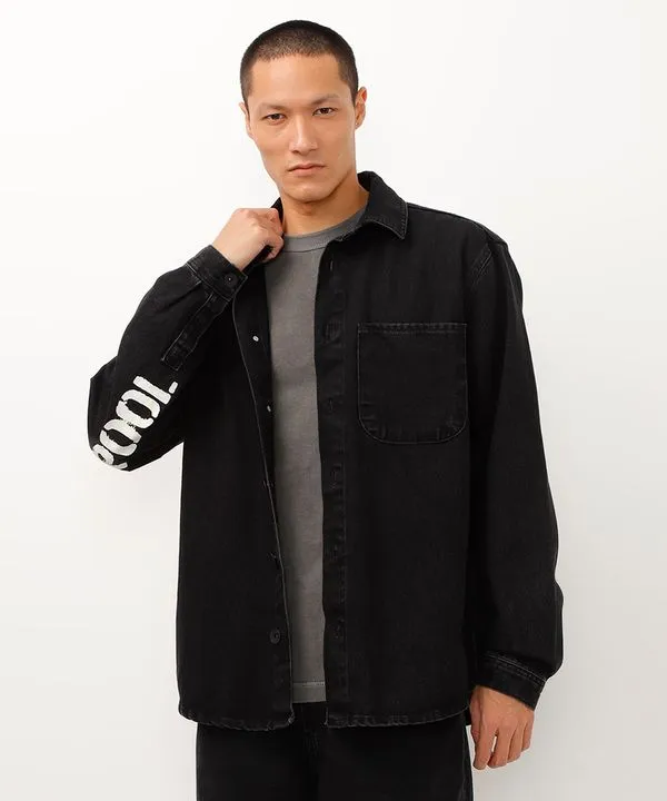 jaqueta jeans com bolso deadpool - preto P