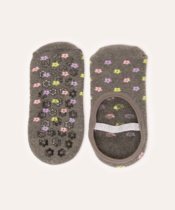 meia sapatilha floral cinza 34-39