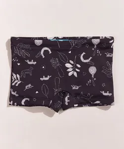 Sunga Infantil EMI Beachwear Boxer Estampada Floresta com Proteção UV50+ Preto 1