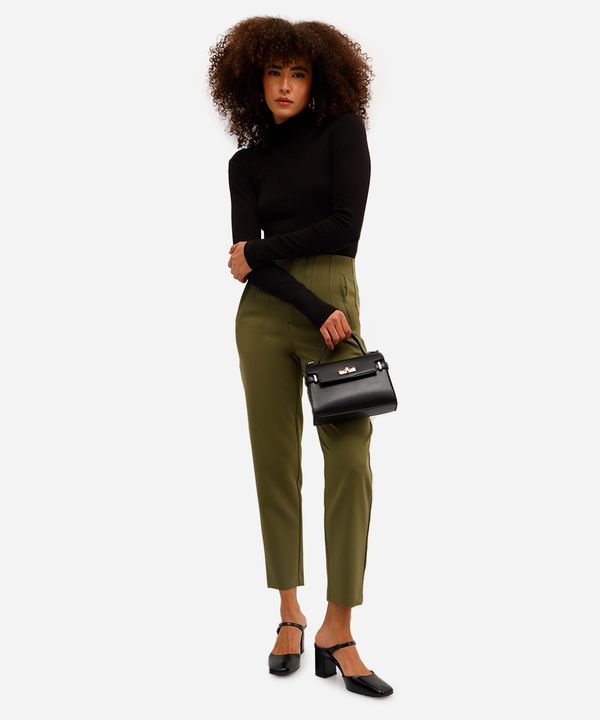 calça de alfaiataria feminina com pences verde 36