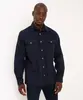 camisa de sarja slim manga longa azul marinho GG