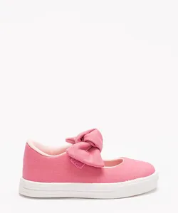 sapato infantil slip on laço rosa 23