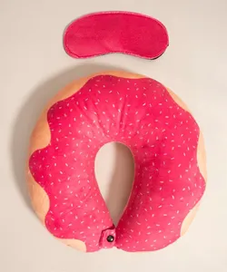 kit de apoio de pescoço donut + tapa olho rosa Único