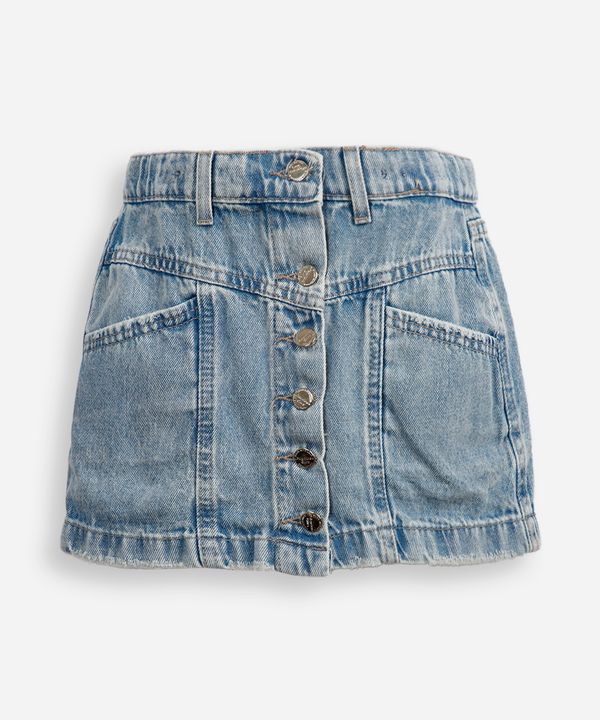 saia curta infantil jeans com botões azul 8
