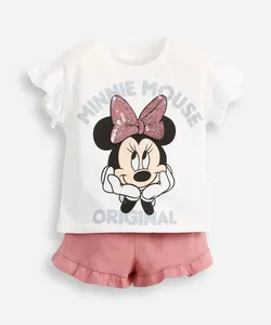 conjunto infantil curto minnie com paetê off white 5