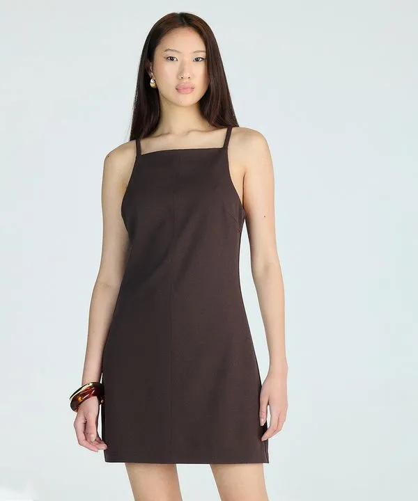 vestido curto feminino de alfaiataria marrom M