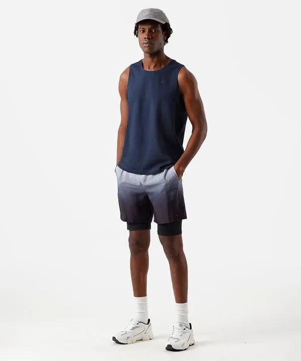 short masculino esportivo com bermuda interna degradê preto P