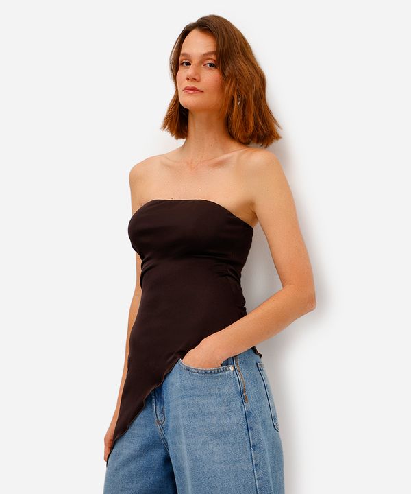 blusa sem alça feminina assimétrica marrom G