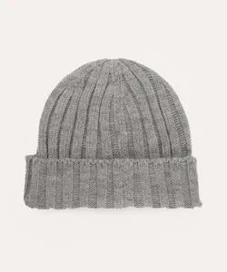 gorro de tricot canelado cinza mescla UNICO