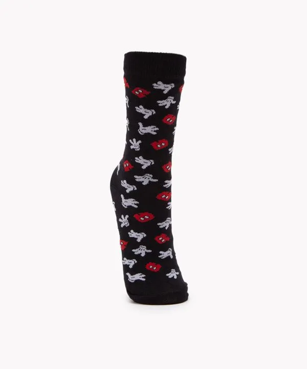 meia cano longo mickey mouse preto 37-40