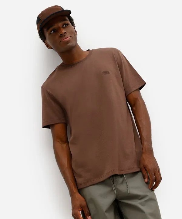 camiseta masculina manga curta com bordado marrom M