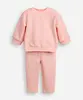 conjunto infantil longo de moletom coração texturizado rosa 9-12