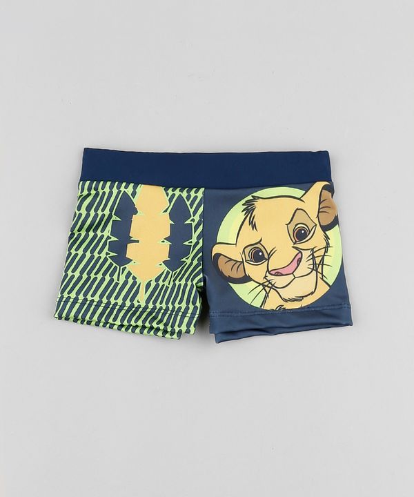 Sunga Infantil Boxer Simba O Rei Leão Estampada com Proteção UV50+ Azul Marinho 1