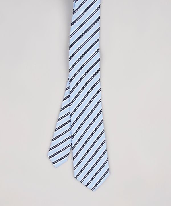 Gravata Masculina Listrada em Jacquard Azul Claro Único