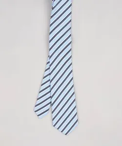 Gravata Masculina Listrada em Jacquard Azul Claro Único