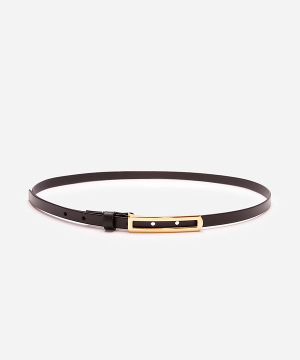 cinto skinny fivela retangular vazada preto 85CM
