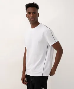 camiseta de algodão com vivo contrastante manga curta branca G