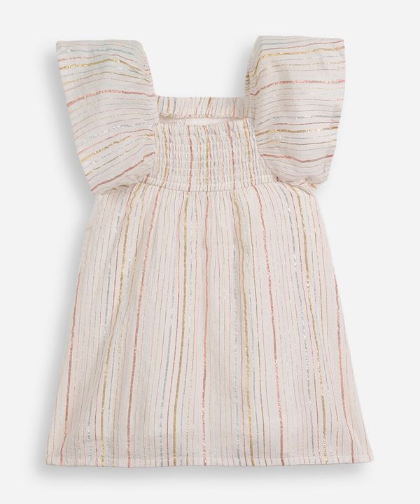 vestido infantil com algodão e lurex listrado off white 3