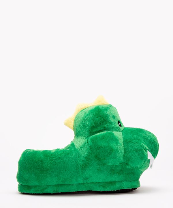 Pantufa Infantil Dinossauro em Pelúcia Verde 29-30