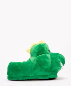 Pantufa Infantil Dinossauro em Pelúcia Verde 27-28