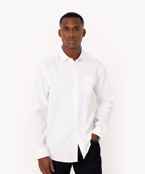 camisa comfort de algodão manga longa branco GG