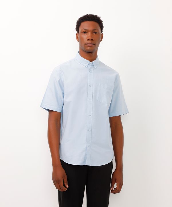 camisa comfort oxford manga curta azul P