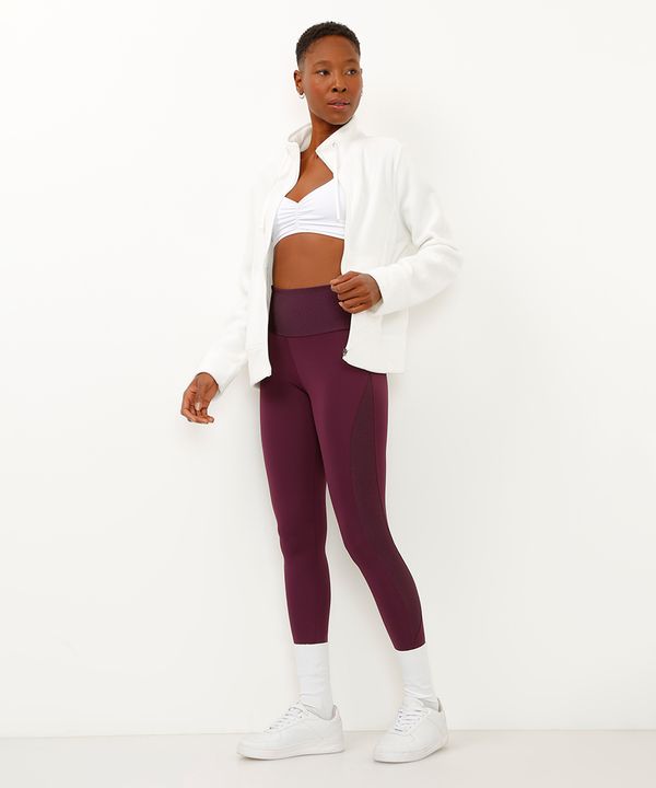 calça legging cós largo texturizada esportiva roxa P