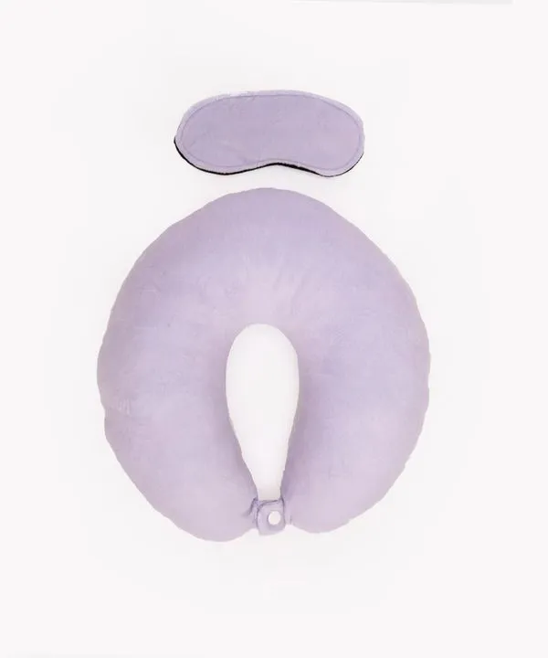 apoio de pescoço com máscara de dormir lilás Único