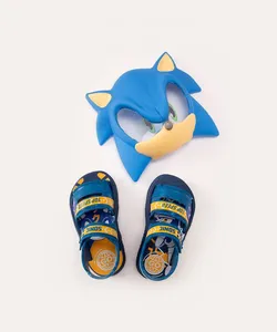 sandália infantil papete sonic grendene com máscara azul 23-24