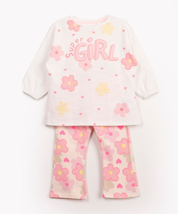 conjunto de algodão girl manga longa off white 3