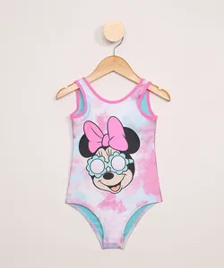 Maiô Infantil Minnie Estampado Tie Dye com Proteção UV50+ Multicor 12