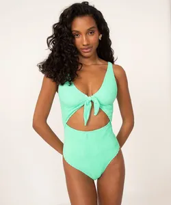 maiô texturizado cut out com nó com proteção uv50 verde neon G